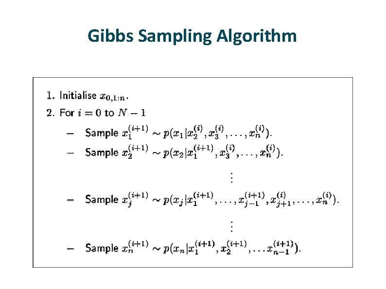 Gibbs Sampling Algorithm Gibbs Sampling Algorithm