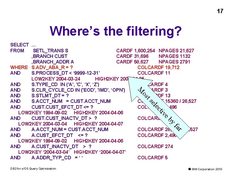 17 Where’s the filtering? eb tiv ec el ts os M SELECT … FROM