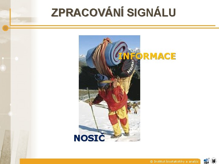 ZPRACOVÁNÍ SIGNÁLU INFORMACE NOSIČ © Institut biostatistiky a analýz 