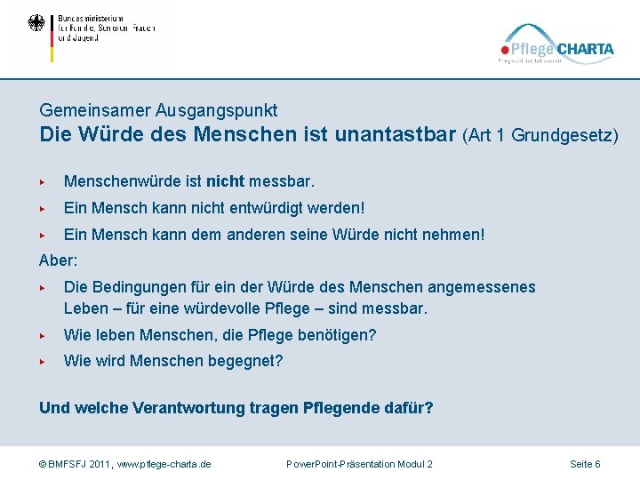 Gemeinsamer Ausgangspunkt Die Würde des Menschen ist unantastbar (Art 1 Grundgesetz) ▶ Menschenwürde ist