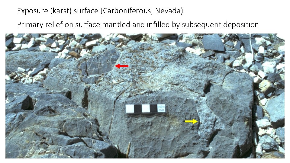 Exposure (karst) surface (Carboniferous, Nevada) Primary relief on surface mantled and infilled by subsequent