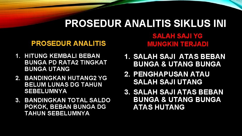 PROSEDUR ANALITIS SIKLUS INI PROSEDUR ANALITIS 1. HITUNG KEMBALI BEBAN BUNGA PD RATA 2