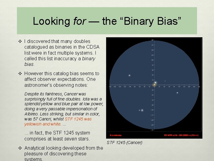 Looking for — the “Binary Bias” v I discovered that many doubles catalogued as