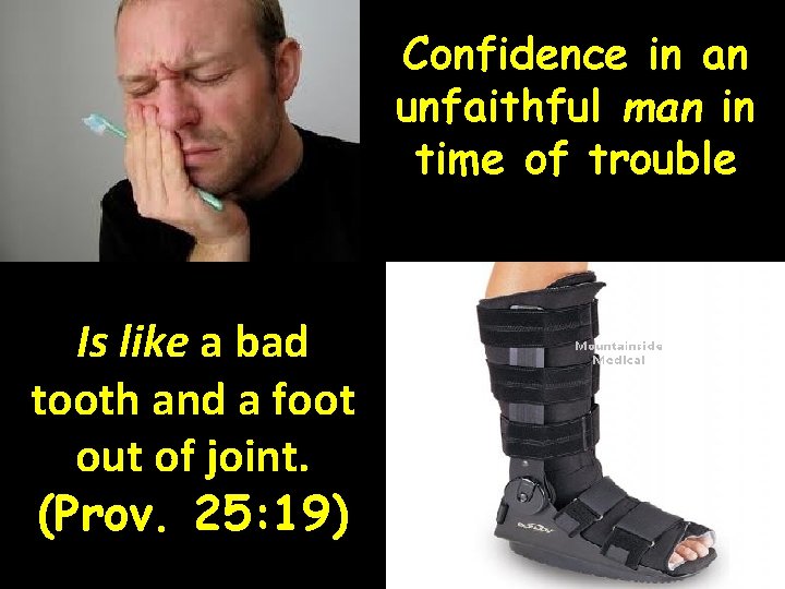 Confidence in an unfaithful man in time of trouble Is like a bad tooth