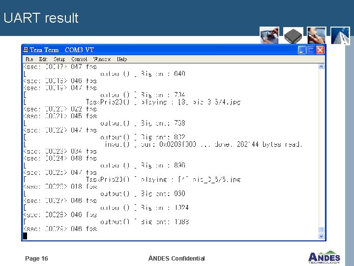 UART result Page 16 ANDES Confidential 