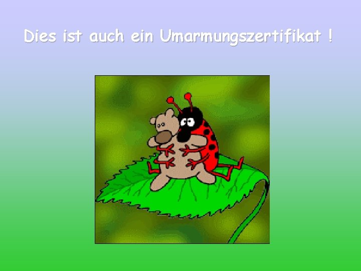 Dies ist auch ein Umarmungszertifikat ! 