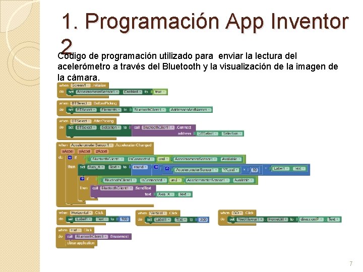 1. Programación App Inventor 2 de programación utilizado para enviar la lectura del Código