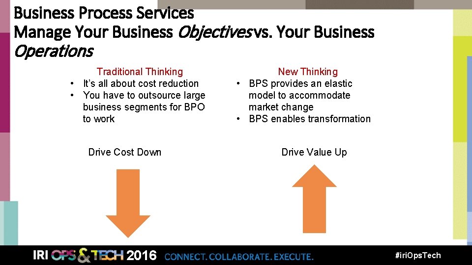 Business Process Services Manage Your Business Objectives vs. Your Business Operations Traditional Thinking •