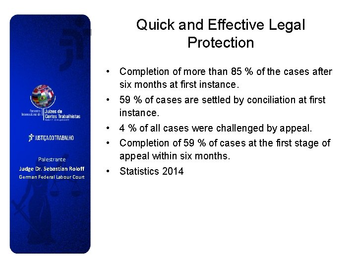 Quick and Effective Legal Protection • Completion of more than 85 % of the