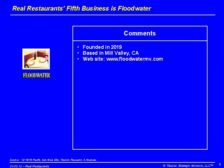 Real Restaurants’ Fifth Business is Floodwater Comments • Founded in 2019 • Based in Real Restaurants’ Fifth Business is Floodwater Comments • Founded in 2019 • Based in
