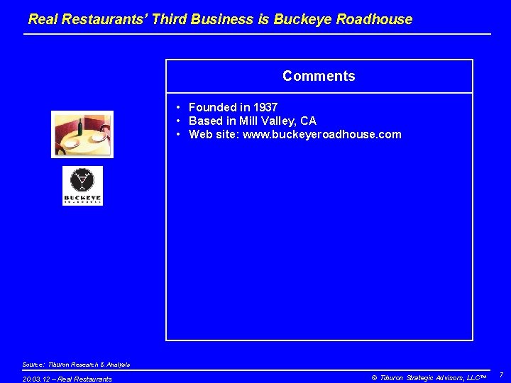 Real Restaurants’ Third Business is Buckeye Roadhouse Comments • Founded in 1937 • Based Real Restaurants’ Third Business is Buckeye Roadhouse Comments • Founded in 1937 • Based