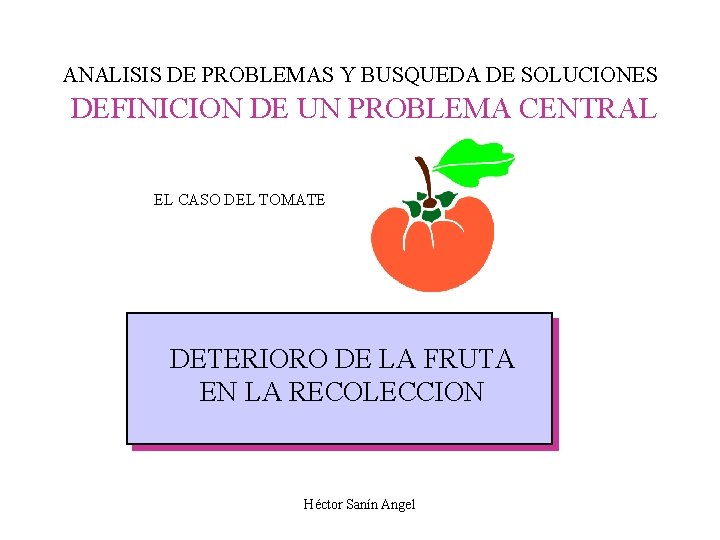 ANALISIS DE PROBLEMAS Y BUSQUEDA DE SOLUCIONES DEFINICION DE UN PROBLEMA CENTRAL EL CASO