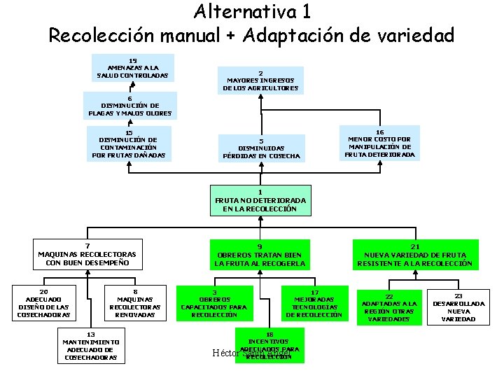 Alternativa 1 Recolección manual + Adaptación de variedad 19 AMENAZAS A LA SALUD CONTROLADAS