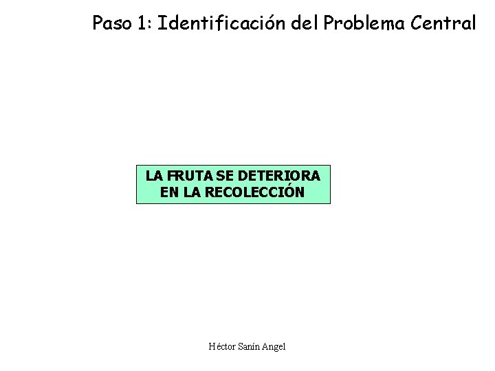 Paso 1: Identificación del Problema Central LA FRUTA SE DETERIORA EN LA RECOLECCIÓN Héctor