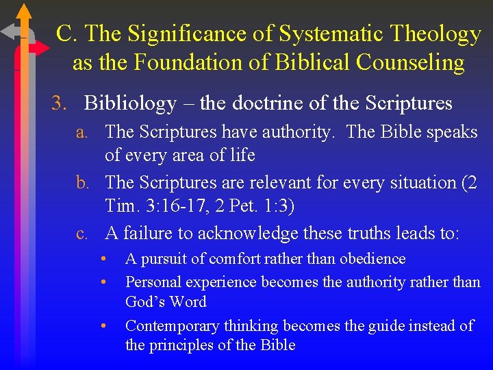C. The Significance of Systematic Theology as the Foundation of Biblical Counseling 3. Bibliology