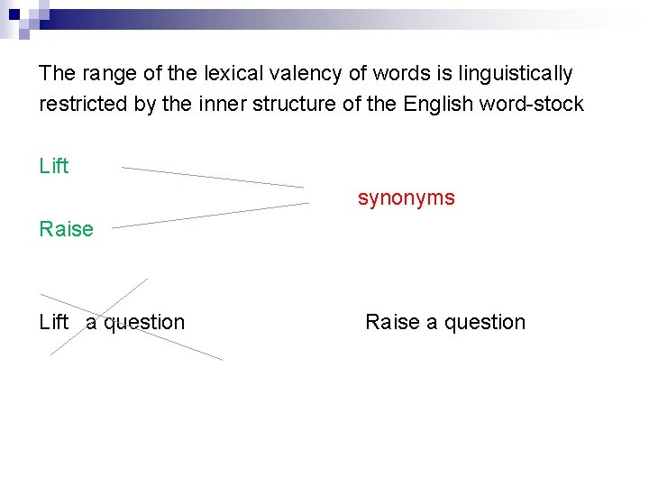 The range of the lexical valency of words is linguistically restricted by the inner