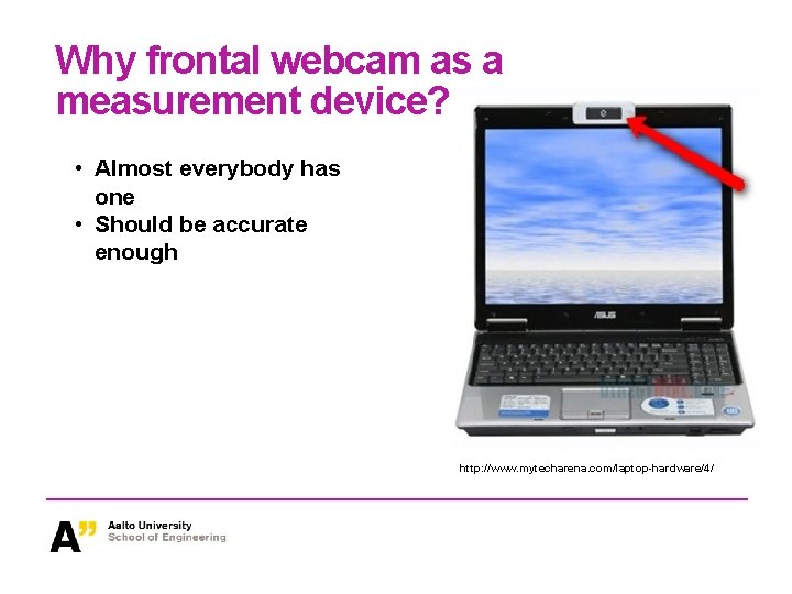Why frontal webcam as a measurement device? • Almost everybody has one • Should