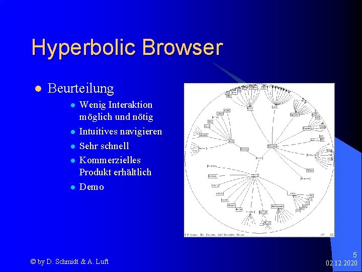 Hyperbolic Browser l Beurteilung l l l Wenig Interaktion möglich und nötig Intuitives navigieren