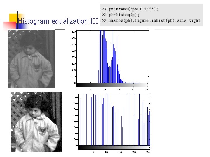 Histogram equalization III Histogram equalization III