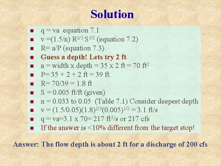 Solution n n n q = va equation 7. 1 v =(1. 5/n) R Solution n n n q = va equation 7. 1 v =(1. 5/n) R