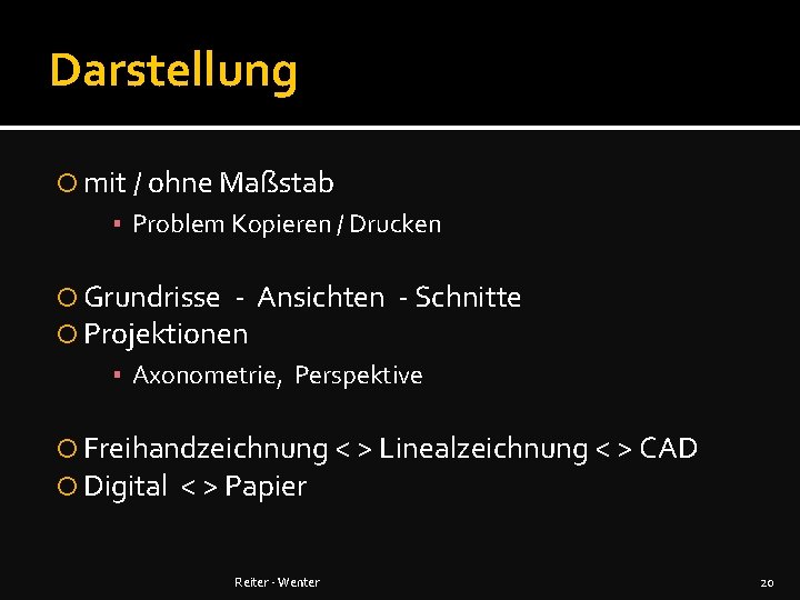 Darstellung mit / ohne Maßstab ▪ Problem Kopieren / Drucken Grundrisse Projektionen Ansichten -