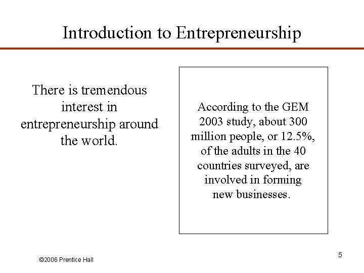 Introduction to Entrepreneurship There is tremendous interest in entrepreneurship around the world. © 2006