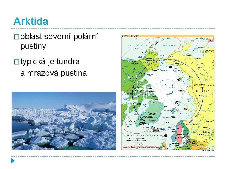 Arktida � oblast severní polární pustiny � typická je tundra a mrazová pustina 