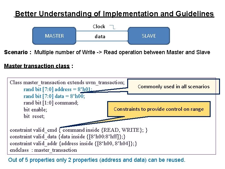 Better Understanding of Implementation and Guidelines Clock MASTER data SLAVE Scenario : Multiple number