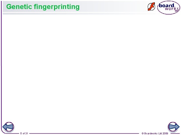 Genetic fingerprinting 5 of 31 © Boardworks Ltd 2009 