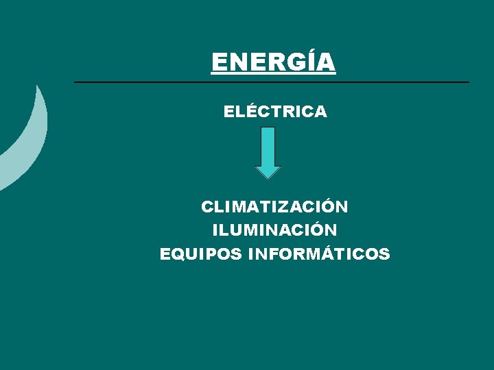 ENERGÍA ¡ CLIMATIZACIÓN ¡ ILUMINACIÓN EQUIPOS INFORMÁTICOS ¡ ¡ ELÉCTRICA 