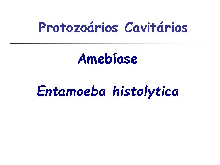 Protozoários Cavitários Amebíase Entamoeba histolytica 