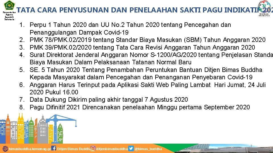 Kementerian Agama Republik Indonesia TATA CARA PENYUSUNAN DAN PENELAAHAN SAKTI PAGU INDIKATIF 202 1.