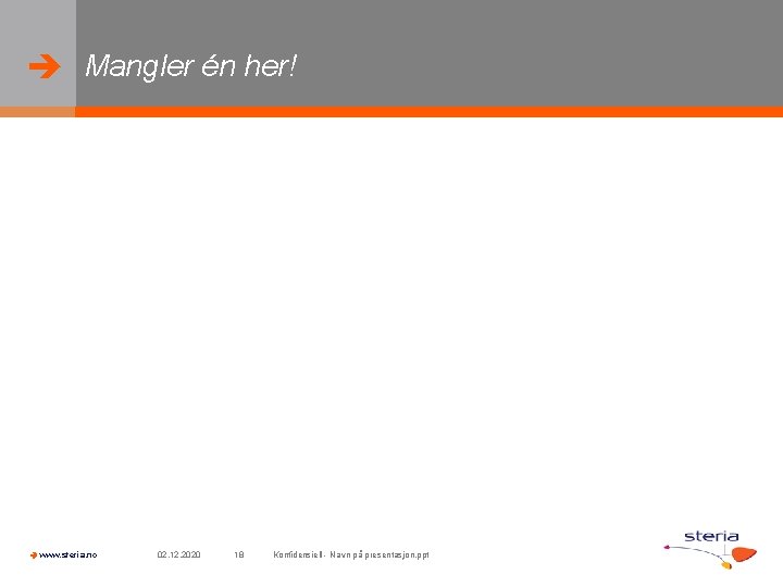  Mangler én her! www. steria. no 02. 12. 2020 18 Konfidensiell - Navn