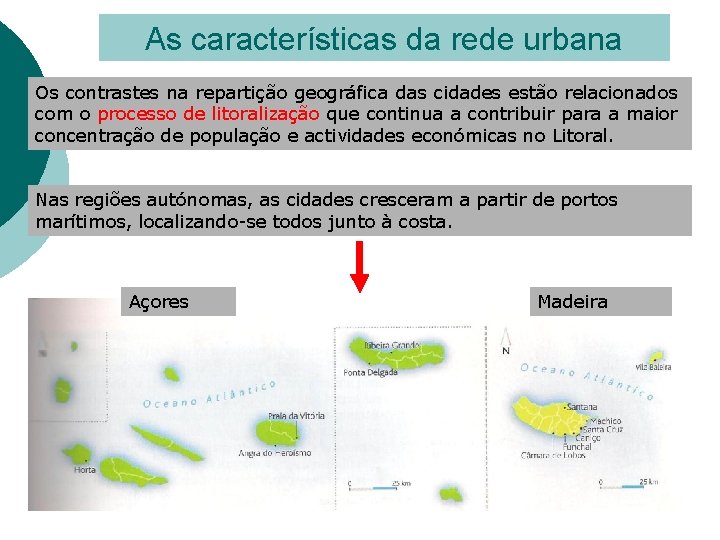 As características da rede urbana Os contrastes na repartição geográfica das cidades estão relacionados