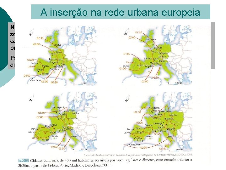 A inserção na rede urbana europeia Numa lógica de integração na União Europeia e