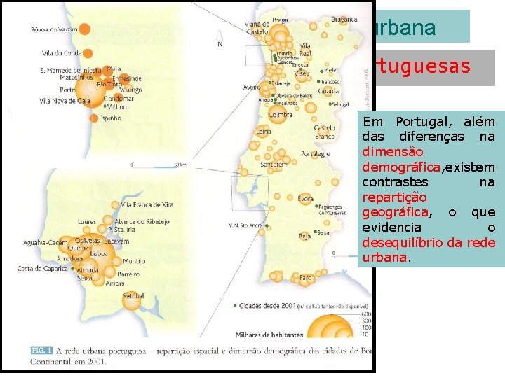 As características da rede urbana Repartição espacial das cidades portuguesas Em Portugal, além das