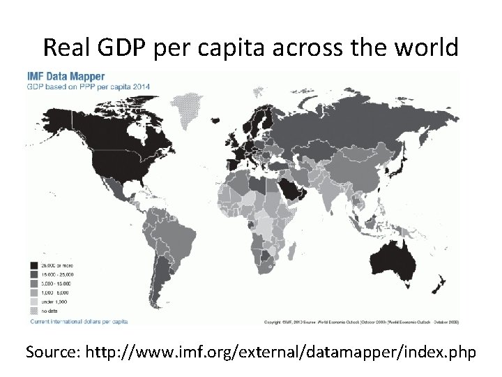 Real GDP per capita across the world Source: http: //www. imf. org/external/datamapper/index. php 
