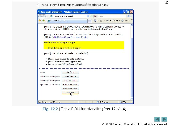 25 Fig. 12. 2 | Basic DOM functionality (Part 12 of 14). 2008 Pearson