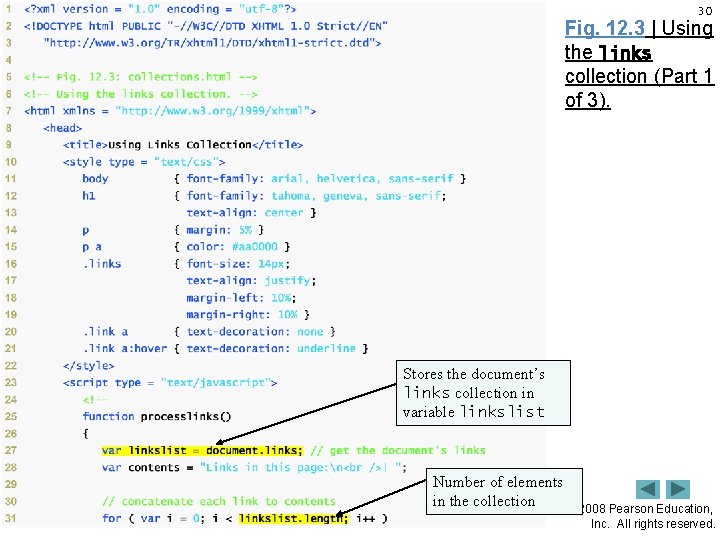 30 Fig. 12. 3 | Using the links collection (Part 1 of 3). Stores