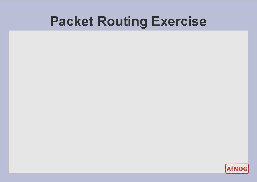 Packet Routing Exercise Packet Routing Exercise