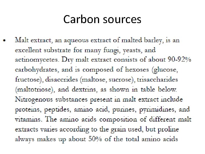 Carbon sources 