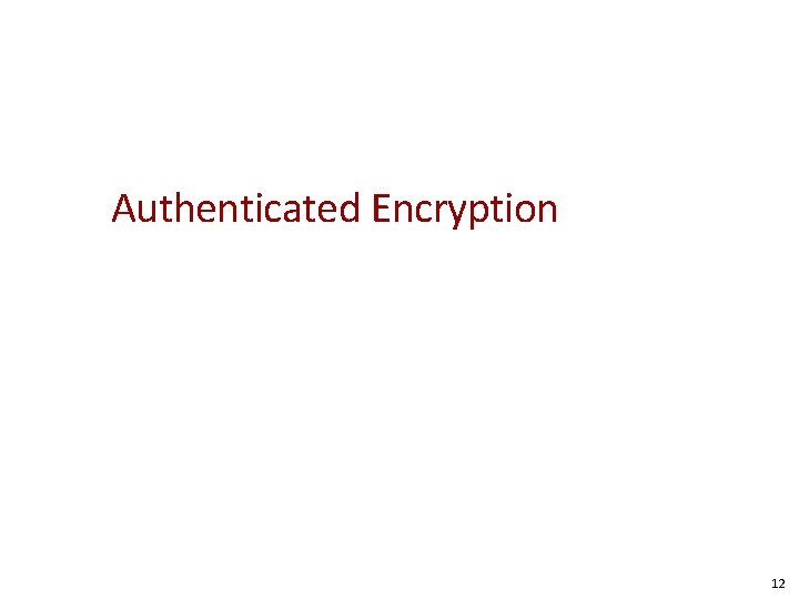 Authenticated Encryption 12 