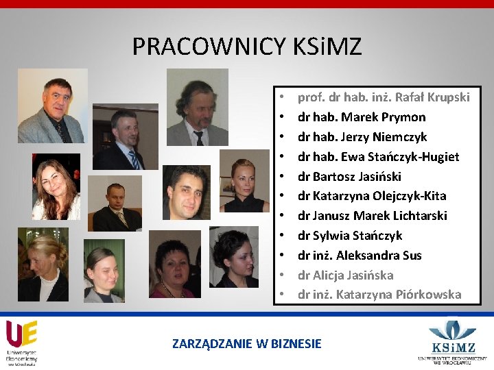 PRACOWNICY KSi. MZ • • • prof. dr hab. inż. Rafał Krupski dr hab.