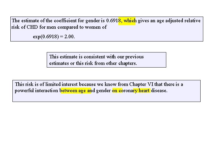 The estimate of the coefficient for gender is 0. 6918, which gives an age