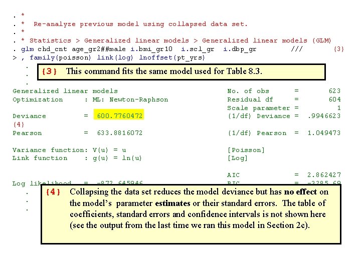 . *. * Re-analyze previous model using collapsed data set. . *. * Statistics