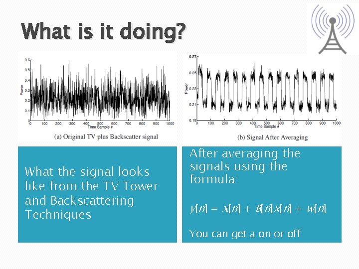 What is it doing? What the signal looks like from the TV Tower and