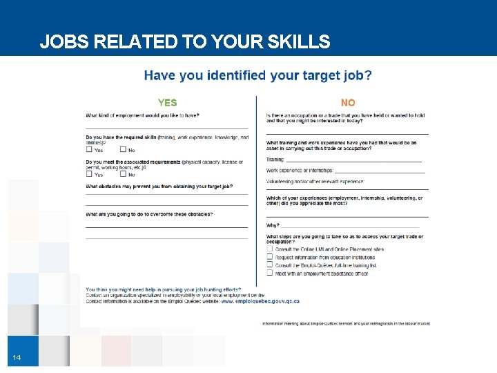 JOBS RELATED TO YOUR SKILLS 14 