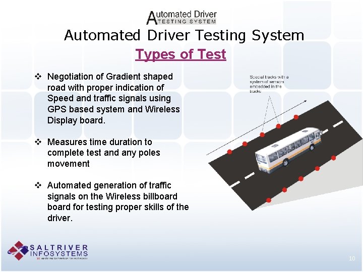 Automated Driver Testing System Types of Test v Negotiation of Gradient shaped road with