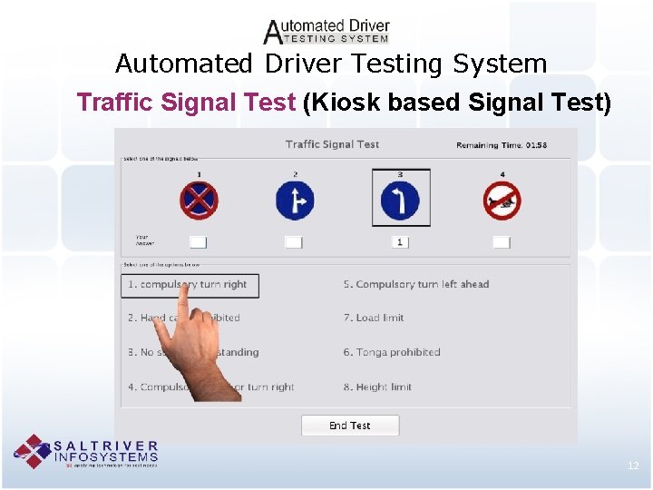 Automated Driver Testing System Traffic Signal Test (Kiosk based Signal Test) 12 