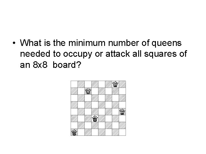  • What is the minimum number of queens needed to occupy or attack